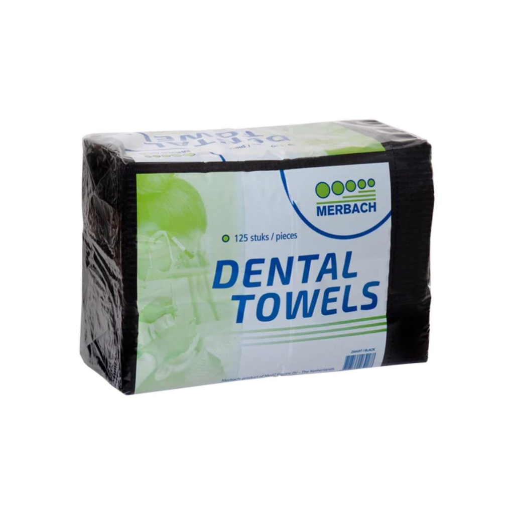 Merbach dental towel zwart 2-lgs 125st x 4    