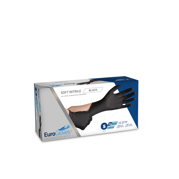 [602410] Nitrile handschoenen soft  zwart S 100st