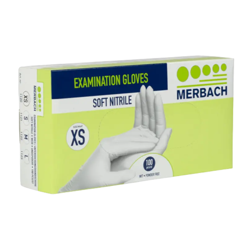 [401120] Merbach Soft Nitrile Handschoenen Wit, XS 100st   