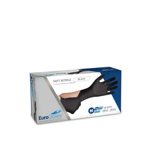 [602420] Nitrile handschoenen soft  zwart M 100st 